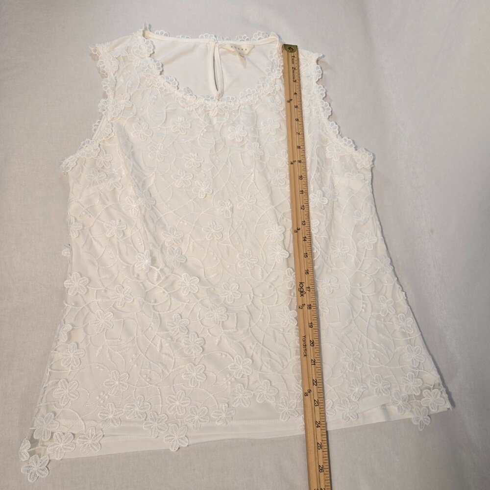 ADIVA Cottagecore Fairy White Lace Embroidered Floral Tank Top Size L New NO Tag - Picture 15 of 16